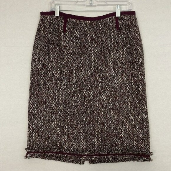 Talbots Wool Blend Skirt, Rear Zip, Back Slit, Lined, Burgundy / Maroon, 10 - Picture 1 of 9